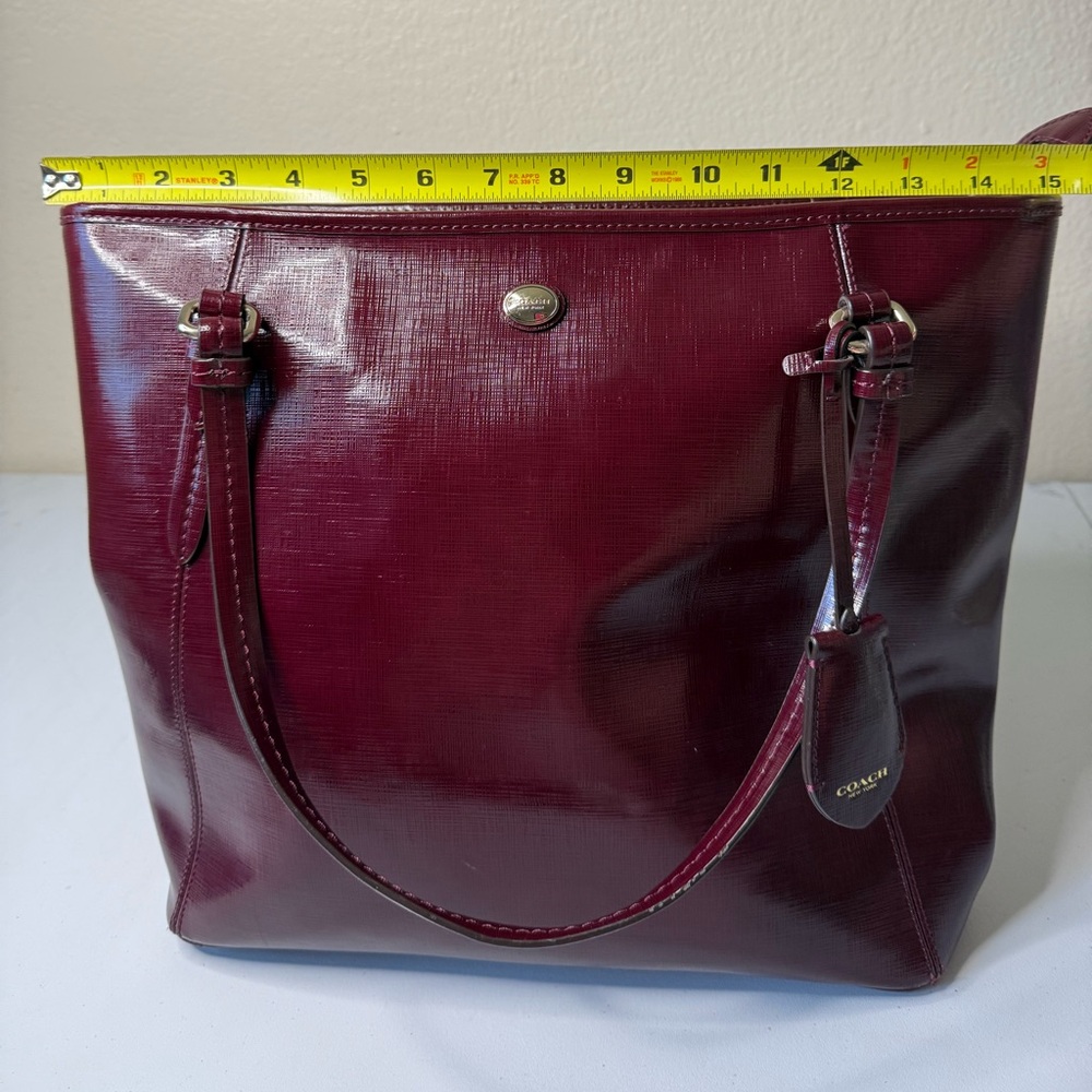 Coach Burgundy Leather Tote Bag - Picture 16 of 17